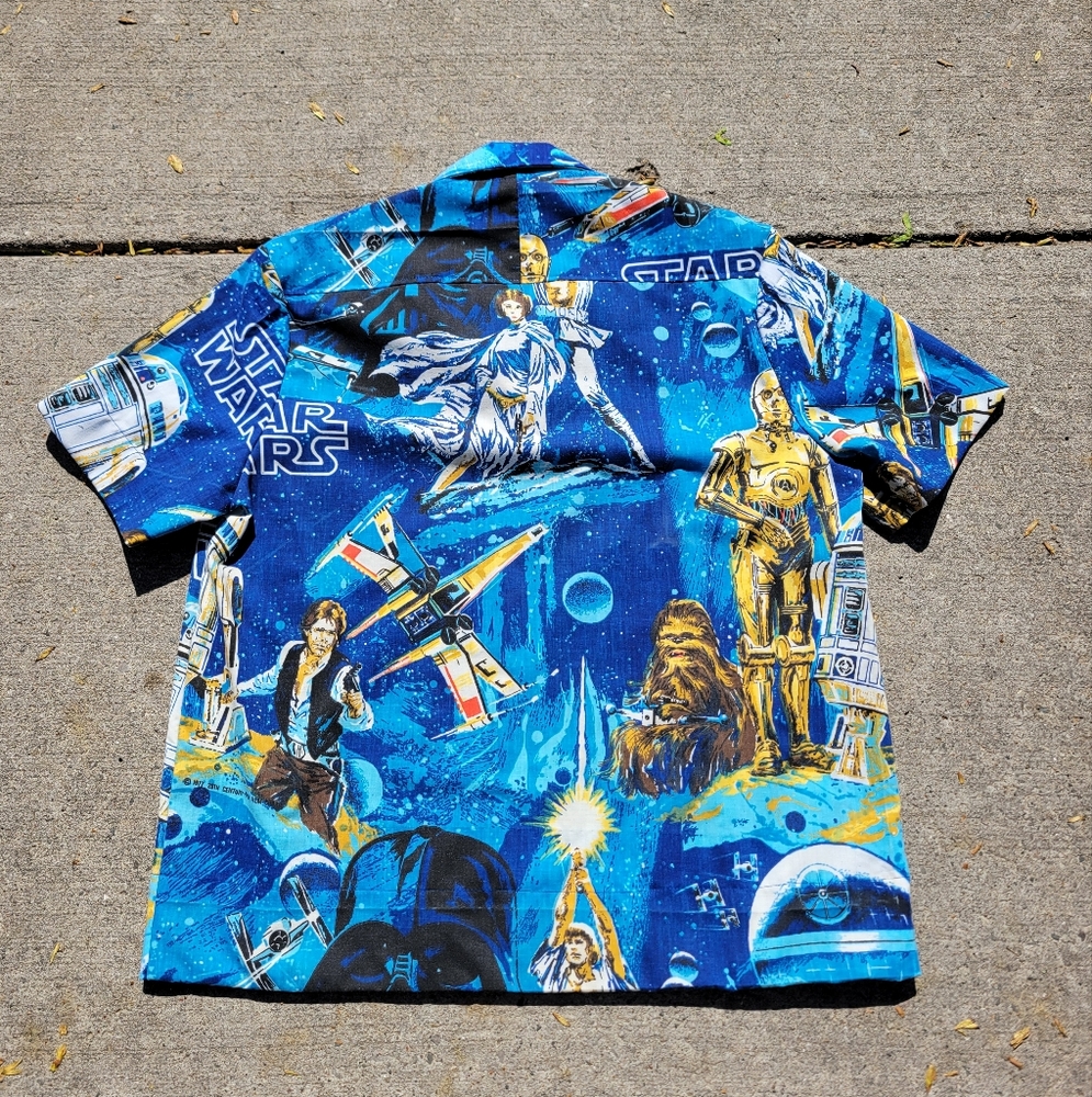 Vintage Canadian professionally hand made local STAR WARS bedsheets button up sh